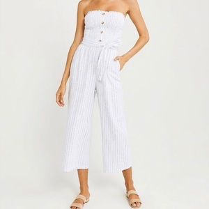 Abercrombie Linen Jumpsuit XS smocked top. NWT
